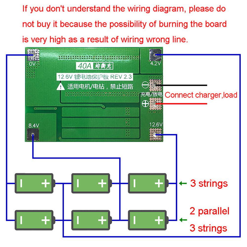 3S 40A BMS 11.1V 12.6V 18650 | 21700 Lithium Battery Protection Board with 100mA Balancing Feature in Pakistan - Image 2